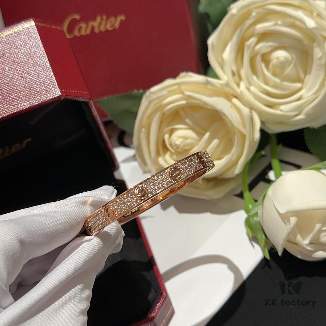 Cartier-style Screw Diamond Bracelet, Full Pavé Wide Design, Hand-set Imported Zirconia, Thick 18K Plating, Luxurious Texture