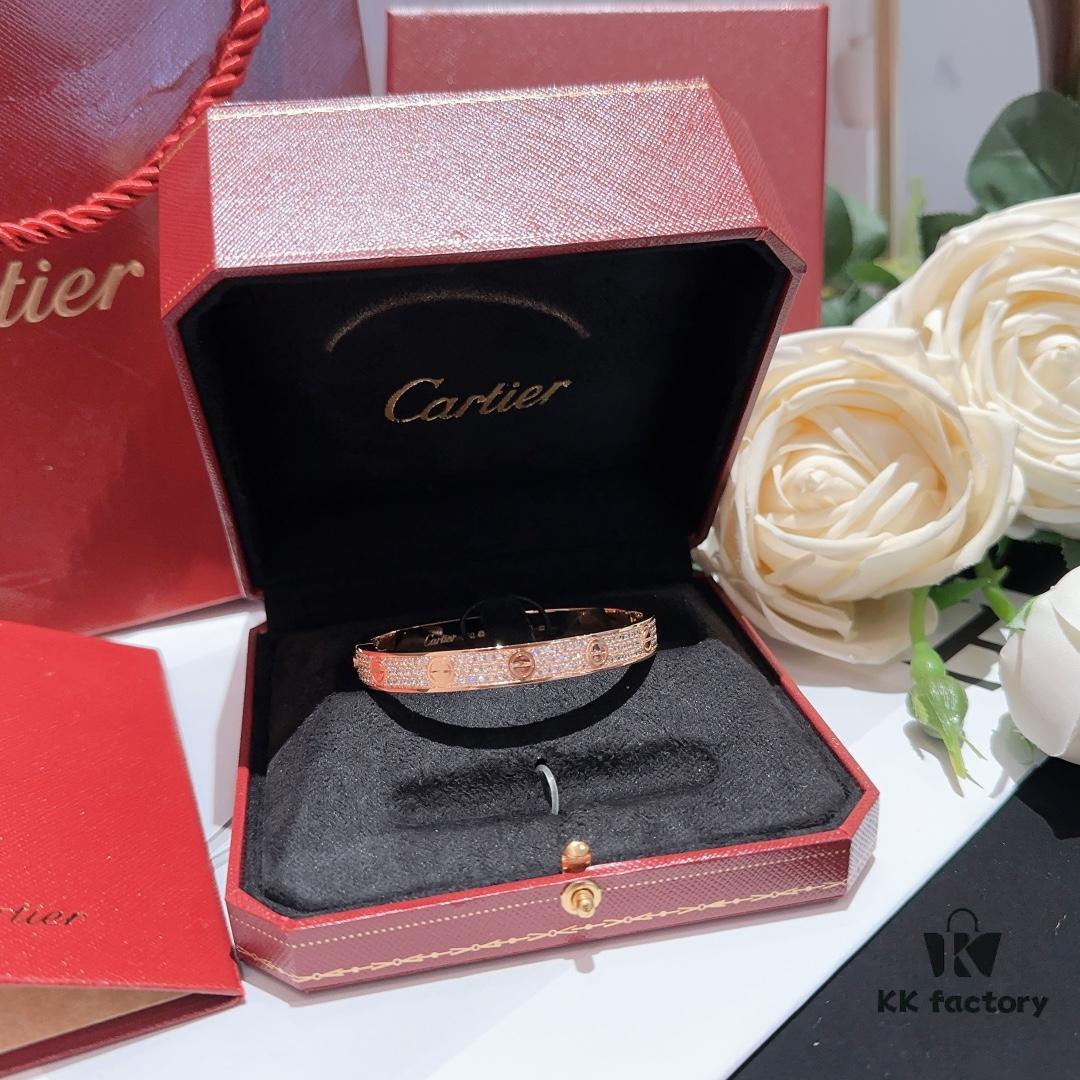 Cartier-style Screw Diamond Bracelet, Full Pavé Wide Design, Hand-set Imported Zirconia, Thick 18K Plating, Luxurious Texture