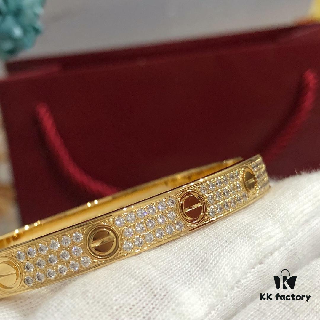 Cartier Love Bracelet Wide Version, CNC 5-Axis Precision Carved, Solid V Gold Plated, Timeless Classic Design