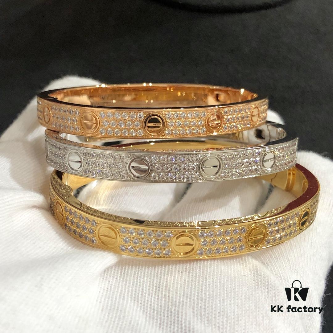 Cartier Love Bracelet Wide Version, CNC 5-Axis Precision Carved, Solid V Gold Plated, Timeless Classic Design