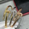 V Gold Plated 1.0mm Gold 1DB Original Print CNC Version Cartier Thick-Style Diamond-Studded Nail Bangle