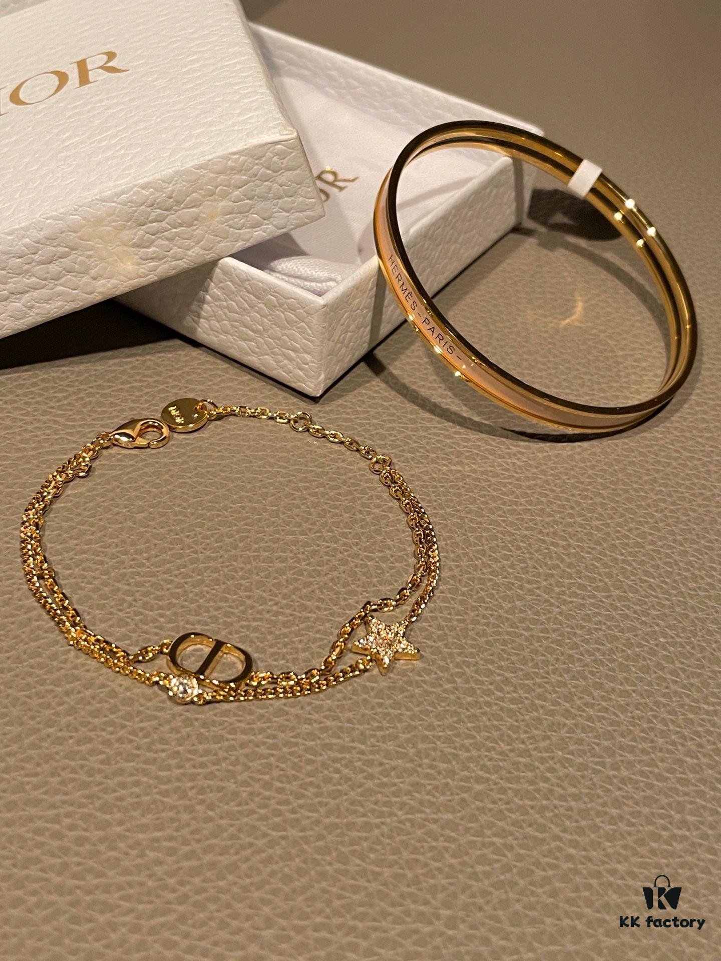 Dior Double Star Bracelet and Hermes Enamel Bracelet