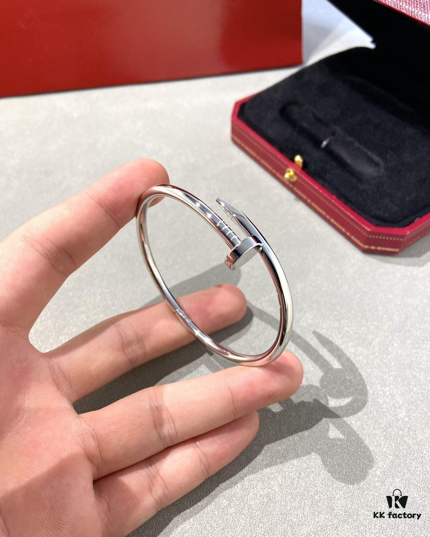 Cartier Juste un Clou Nail Bracelet, Non-Diamond CNC Version, White Gold Color