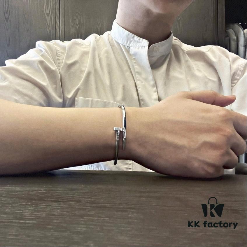 Cartier Juste un Clou Nail Bracelet, Non-Diamond CNC Version, White Gold Color