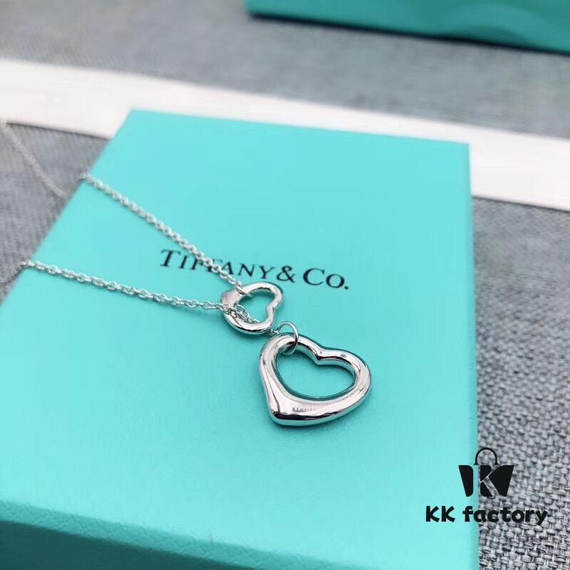 Tiffany & Co. Double Heart Necklace, Pure 925 Silver, Classic and Timeless Design