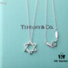 Tiffany & Co. Six-Pointed Star Necklace, High-End S925 Sterling Silver, Star of David Pendant Necklace