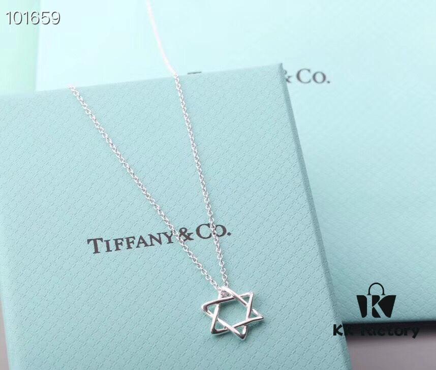 Tiffany & Co. Six-Pointed Star Necklace, High-End S925 Sterling Silver, Star of David Pendant Necklace