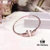 Hot New Arrival! Tiffany & Co. Classic Double T Bracelet in S925 Sterling Silver with Rose Gold Plating