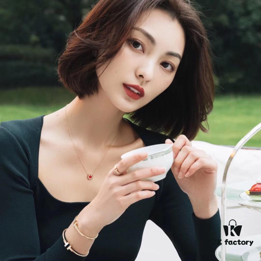 Tiffany & Co. 2020 Chinese New Year Limited Edition Exclusive Counter Limited Circle Double T Red Carnelian Necklace