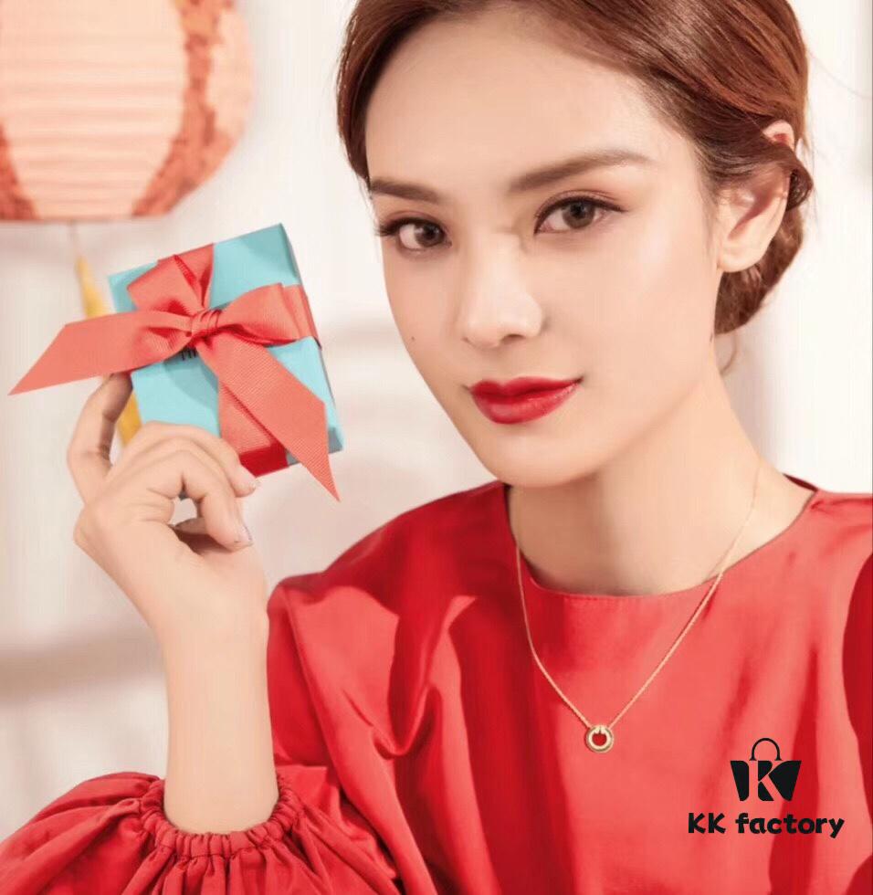 Tiffany & Co. 2020 Chinese New Year Limited Edition Exclusive Counter Limited Circle Double T Red Carnelian Necklace