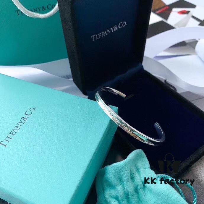 Tiffany & Co 1837 Collection 925 Sterling Silver Narrow Love Open Bangle, Adjustable for Women