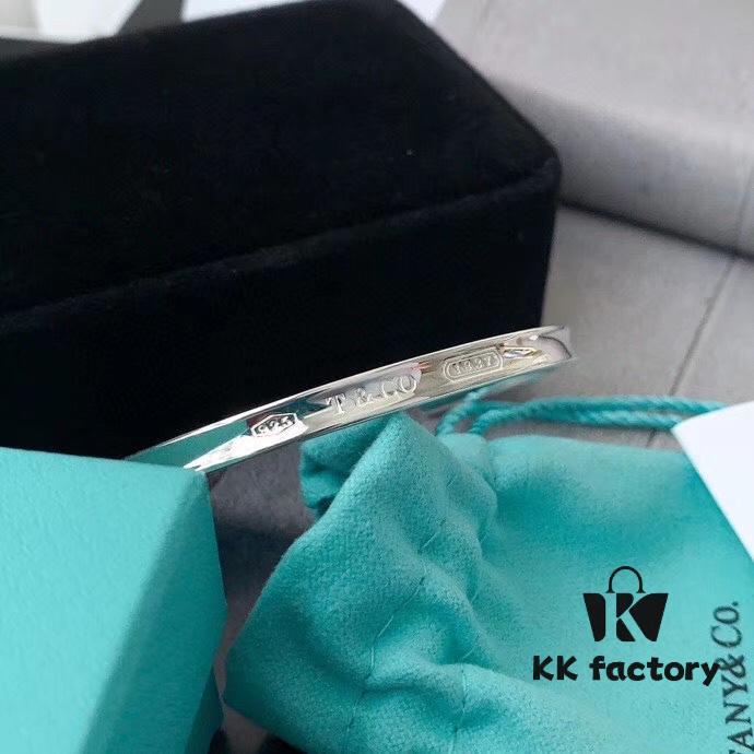 Tiffany & Co 1837 Collection 925 Sterling Silver Narrow Love Open Bangle, Adjustable for Women