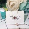 Tiffany New Arrival: Diamond-Paved Double-T Circular Bracelet and Necklace with Turquoise, White Mother-of-Pearl, Red Carnelian – Made from Imported German S925 Sterling Silver, Original Logo, Four Colors Available