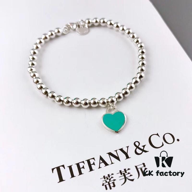 Tiffany & Co. Classic Heart Beaded Bracelet, Simple and Timeless Design, Iconic Signature Tiffany Style, Versatile Match, 925 Sterling Silver Material, Imported Lobster Clasp, Double Chain Structure Distinguishing from Ordinary Market Versions, Complete with Original Retail Packaging