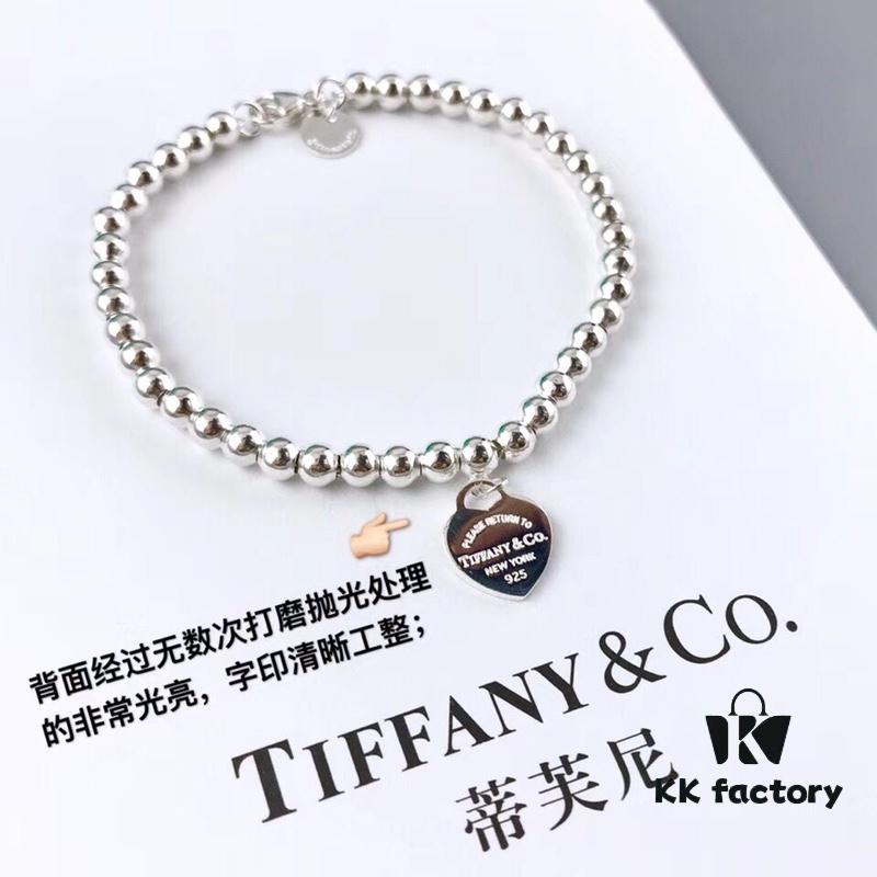 Tiffany & Co. Classic Heart Beaded Bracelet, Simple and Timeless Design, Iconic Signature Tiffany Style, Versatile Match, 925 Sterling Silver Material, Imported Lobster Clasp, Double Chain Structure Distinguishing from Ordinary Market Versions, Complete with Original Retail Packaging
