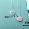 Doubles Heart Enamel Pendant Necklace in Blue, Pink, Red – Classic Tiffany-Style Heart Charm Jewelry Gift