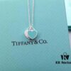 Doubles Heart Enamel Pendant Necklace in Blue, Pink, Red – Classic Tiffany-Style Heart Charm Jewelry Gift