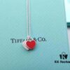 Doubles Heart Enamel Pendant Necklace in Blue, Pink, Red – Classic Tiffany-Style Heart Charm Jewelry Gift