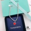Tiffany & Co. Red Blue Pink Enamel Heart Charm Sterling Silver Bracelet 🎀 Necklace 🎀