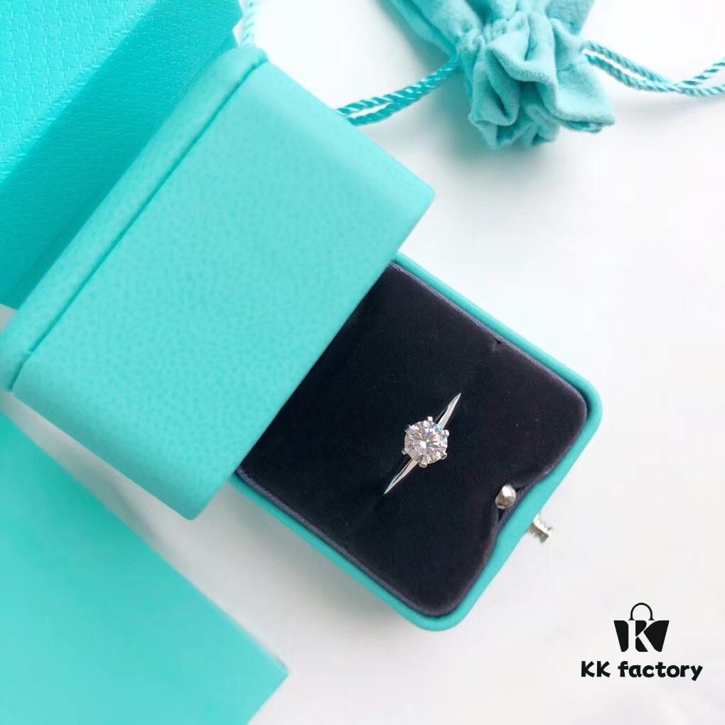 Tiffany & Co. One-Carat Six-Prong Ring (Available in Sizes 6/7/8), Sterling Silver with Premium High-Carbon Diamond, Hypoallergenic and Fade-Resistant