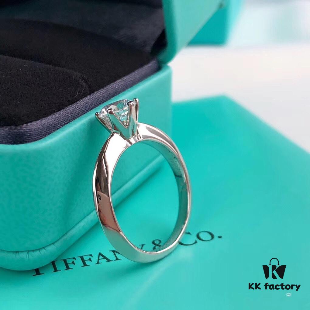 Tiffany & Co. One-Carat Six-Prong Ring (Available in Sizes 6/7/8), Sterling Silver with Premium High-Carbon Diamond, Hypoallergenic and Fade-Resistant