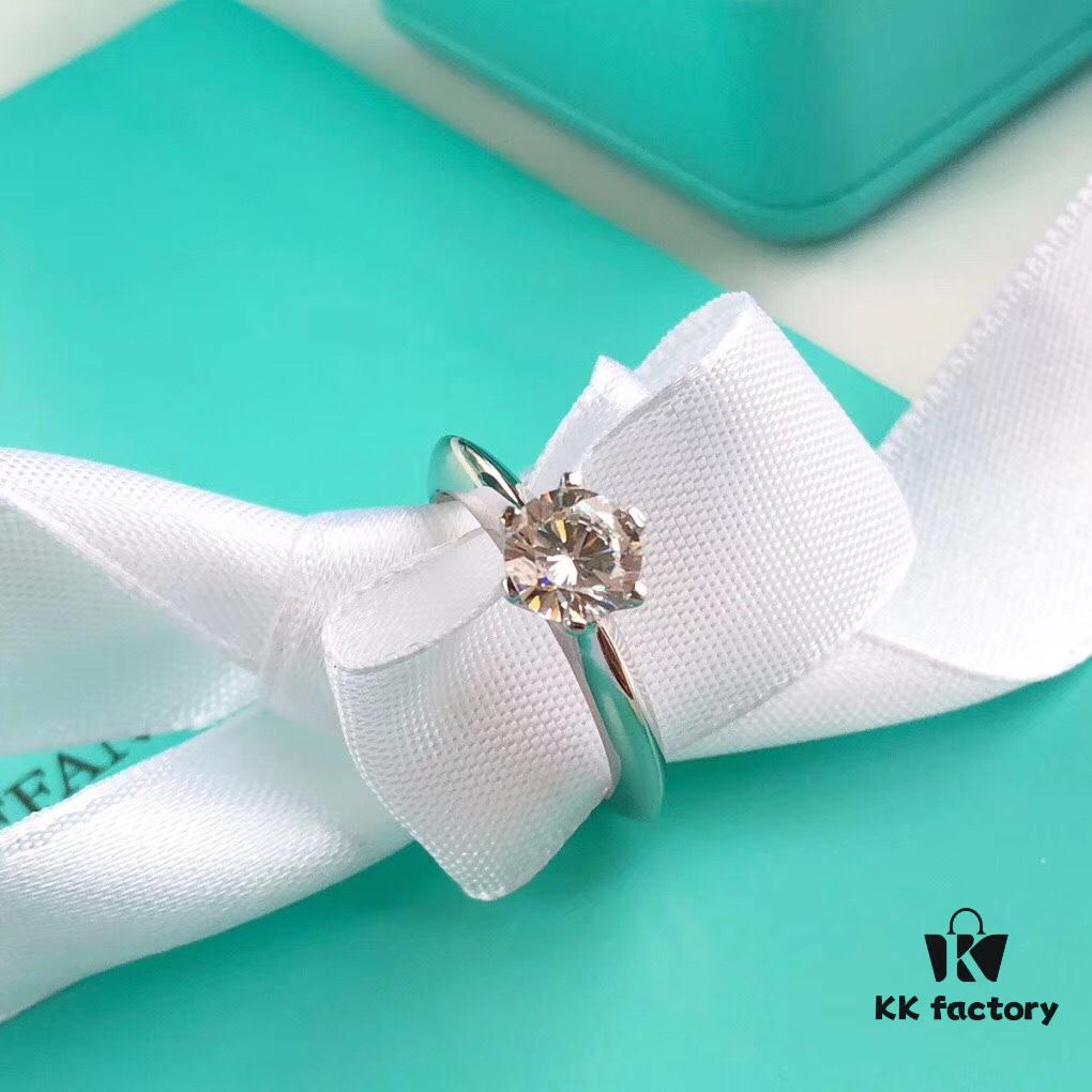 Tiffany & Co. One-Carat Six-Prong Ring (Available in Sizes 6/7/8), Sterling Silver with Premium High-Carbon Diamond, Hypoallergenic and Fade-Resistant