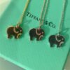 T House Elephant Pendant Clavicle Chain, One Side Polished, Other Side Engraved with Letter 'l', Original Logo, S925 Silver Material, Available in White Gold, Rose Gold, and Yellow Gold – 3 Colors