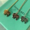 T House Elephant Pendant Clavicle Chain, One Side Polished, Other Side Engraved with Letter 'l', Original Logo, S925 Silver Material, Available in White Gold, Rose Gold, and Yellow Gold – 3 Colors
