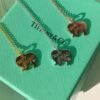 T House Elephant Pendant Clavicle Chain, One Side Polished, Other Side Engraved with Letter 'l', Original Logo, S925 Silver Material, Available in White Gold, Rose Gold, and Yellow Gold – 3 Colors