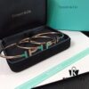 Tiffany & Co. New Double T Enamel Bracelet in 925 Sterling Silver with 18K Rose Gold Plating, New Color Combination and Sparkling Zirconia