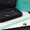 Tiffany & Co. New Double T Enamel Bracelet in 925 Sterling Silver with 18K Rose Gold Plating, New Color Combination and Sparkling Zirconia