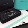 Tiffany & Co. New Double T Enamel Bracelet in 925 Sterling Silver with 18K Rose Gold Plating, New Color Combination and Sparkling Zirconia