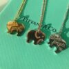 T House Elephant Pendant Clavicle Chain, One Side Polished, Other Side Engraved with Letter 'l', Original Logo, S925 Silver Material, Available in White Gold, Rose Gold, and Yellow Gold – 3 Colors