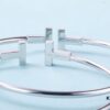 Must-have Tiffany & Co. Double T Diamond Bracelet with Adjustable Memory Design, AU750 Logo Stamp, S925 Silver Plated with 18K Gold, Set with 5A Zirconia