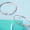 Must-have Tiffany & Co. Double T Diamond Bracelet with Adjustable Memory Design, AU750 Logo Stamp, S925 Silver Plated with 18K Gold, Set with 5A Zirconia