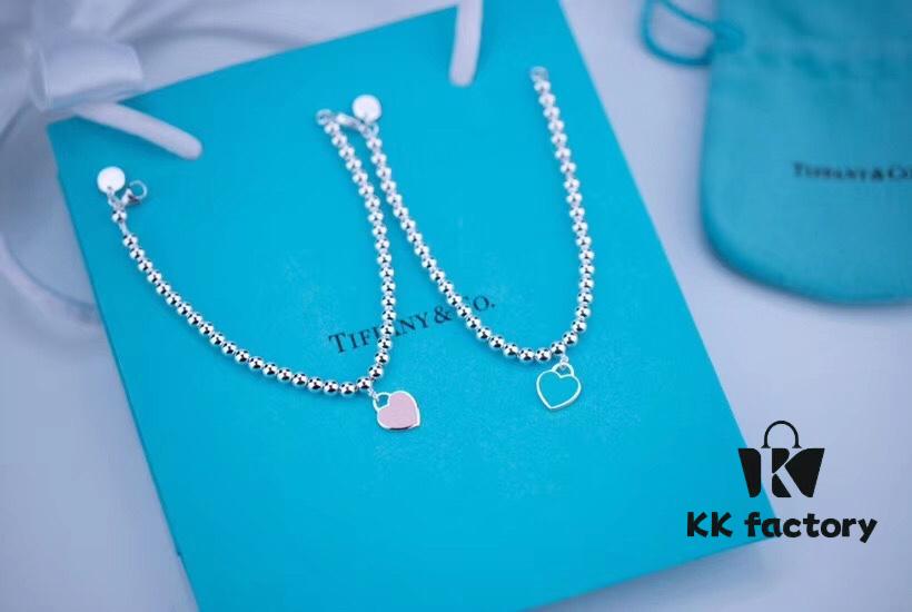 Tiffany Inspired Heart Resin Bracelet in S925 Sterling Silver with Enamel Detail