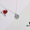 925 Sterling Silver Double Heart Enamel Pendant Necklace in Blue, Pink, Red - Christmas Gift, Popular Tiffany-Style Design