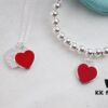 Tiffany & Co. New Year Red Heart Bracelet and Necklace, Pure Silver Craftsmanship with New Technology, Premium Quality – Real Item Exceptionally Beautiful! Bracelet Interior Made with Pure Silver Wire, 4mm S925 Sterling Silver Beads, Authenticity Guaranteed