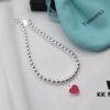 Tiffany & Co. New Year Red Heart Bracelet and Necklace, Pure Silver Craftsmanship with New Technology, Premium Quality – Real Item Exceptionally Beautiful! Bracelet Interior Made with Pure Silver Wire, 4mm S925 Sterling Silver Beads, Authenticity Guaranteed