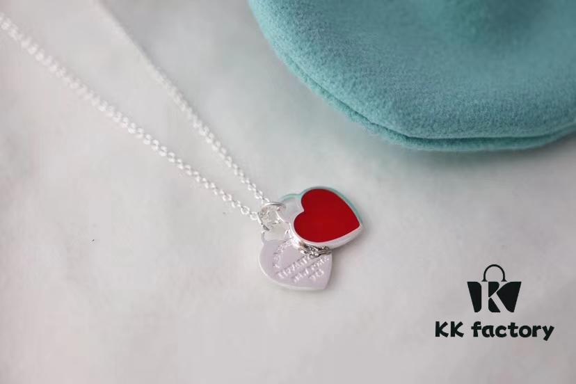 Tiffany & Co. New Year Red Heart Bracelet and Necklace, Pure Silver Craftsmanship with New Technology, Premium Quality – Real Item Exceptionally Beautiful! Bracelet Interior Made with Pure Silver Wire, 4mm S925 Sterling Silver Beads, Authenticity Guaranteed