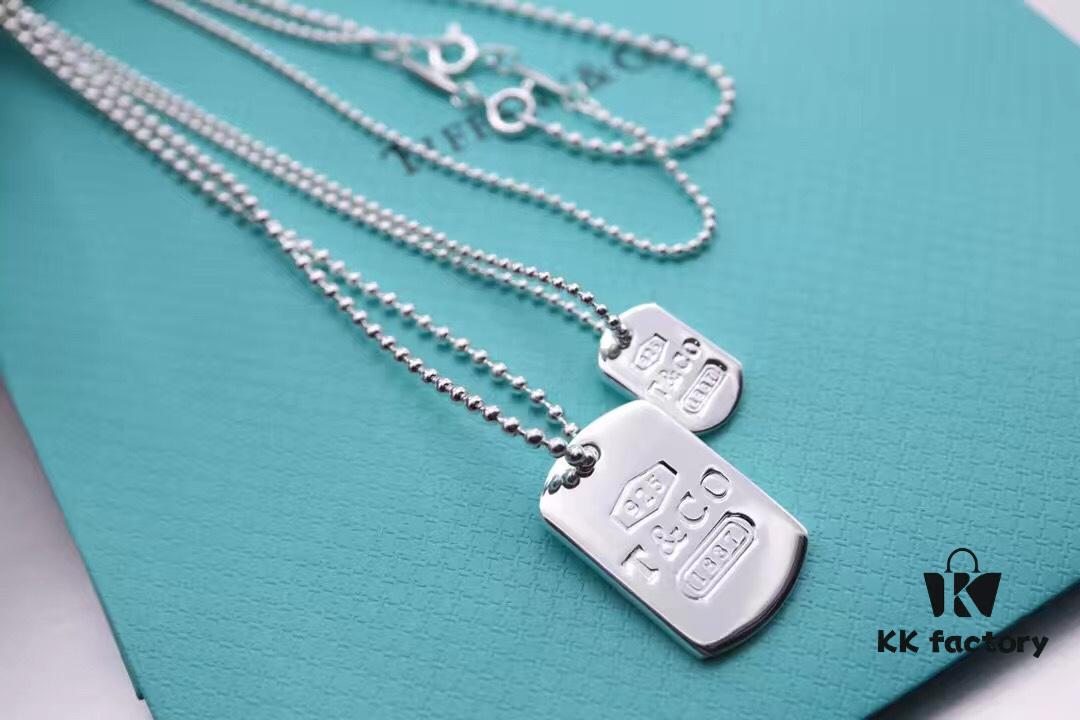 Tiffany & Co. Original Authentic Round Bead Necklace 1837 Military Pendant Unisex Couple Necklace