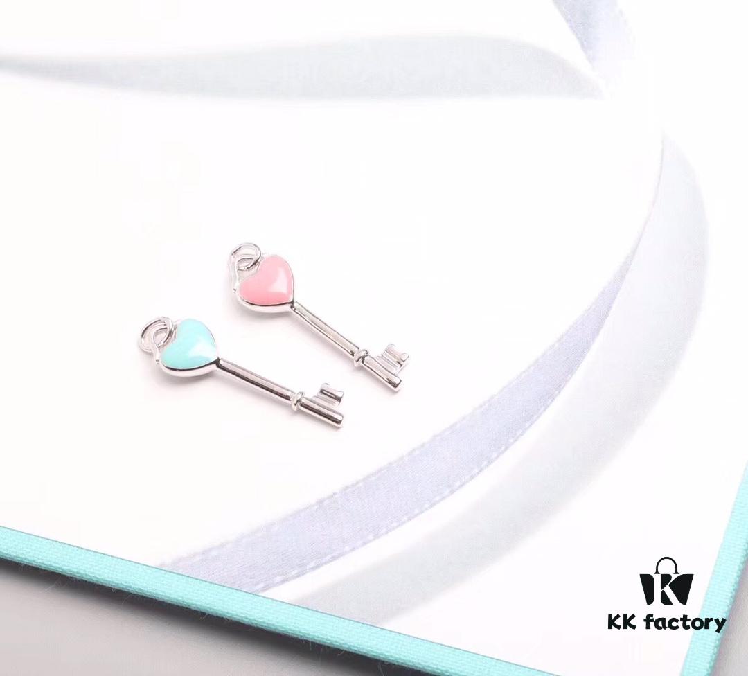 Tiffany Blue Heart Key Enamel Necklace