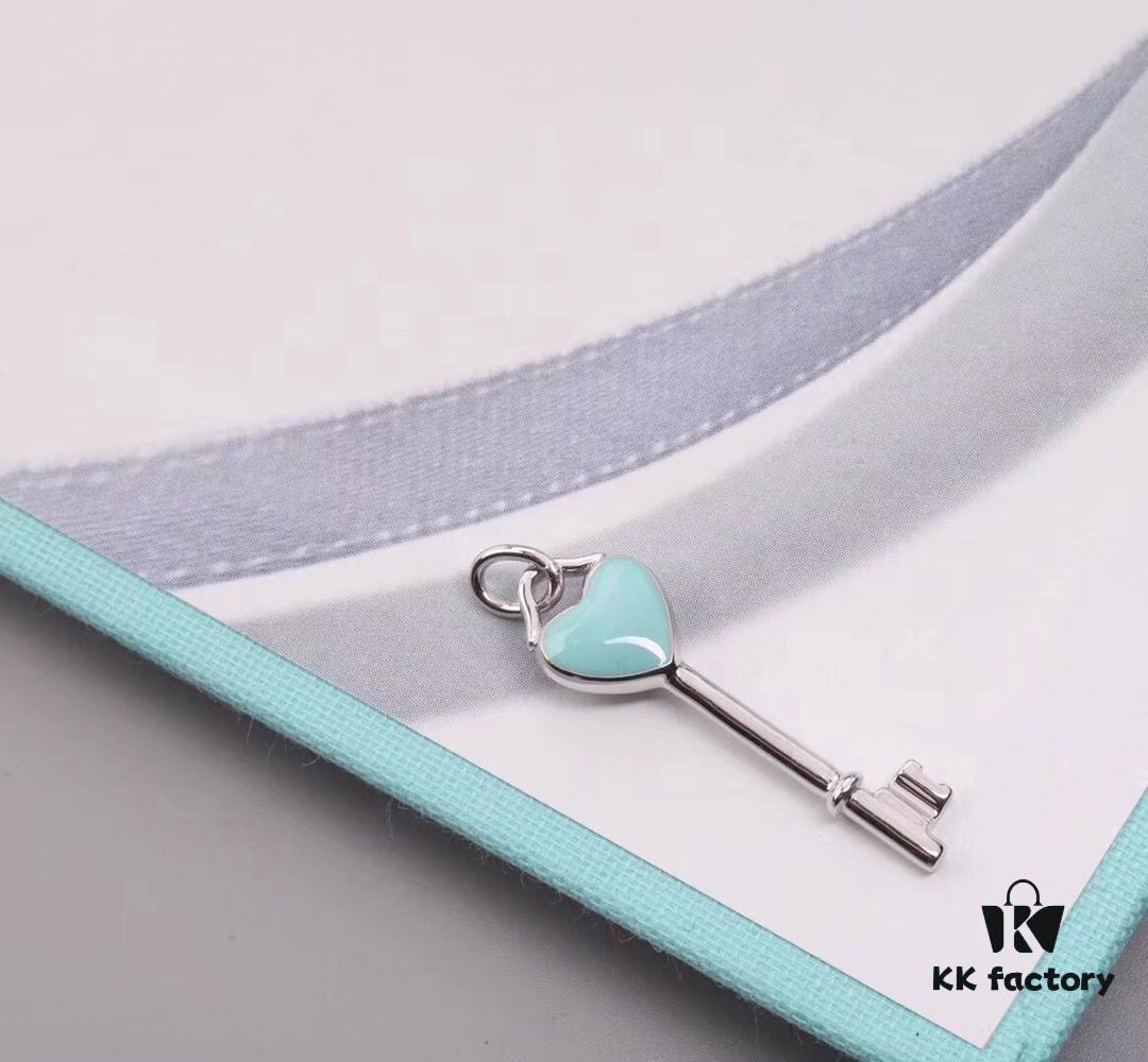 Tiffany Blue Heart Key Enamel Necklace