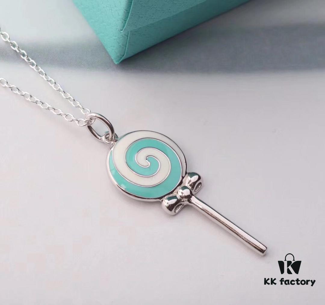 925 Sterling Silver Tiffany Lollipop Pendant, Minimalist Design Resonating with the Essence of Love