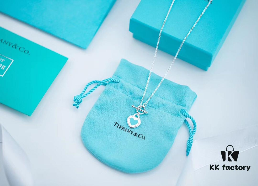 Tiffany Enamel Heart Pendant - Pin Buckle Necklace