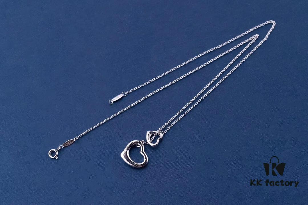 Tiffany & Co. Heart Pendant Necklace Set, Small and Large Hearts, 925 Sterling Silver with Rhodium Plated Finish, Reversible Design with Original Engraving and Designer Signature Logo