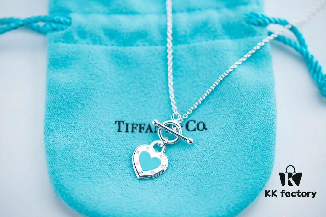 Tiffany Enamel Heart Pendant - Pin Buckle Necklace