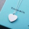Tiffany Solid Large Heart Necklace - Authentic Counter Product, Proxy Purchase Version, Tiffany T Two Series Love Heart Necklace, Premium German Imported 925 Sterling Silver with Thick Gold Plating, Fine Craftsmanship, High-End Custom Heart Pendant Diameter 2.0 cm, Chain Length 50 cm, Tagged AG925