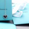 Tiffany Solid Large Heart Necklace - Authentic Counter Product, Proxy Purchase Version, Tiffany T Two Series Love Heart Necklace, Premium German Imported 925 Sterling Silver with Thick Gold Plating, Fine Craftsmanship, High-End Custom Heart Pendant Diameter 2.0 cm, Chain Length 50 cm, Tagged AG925