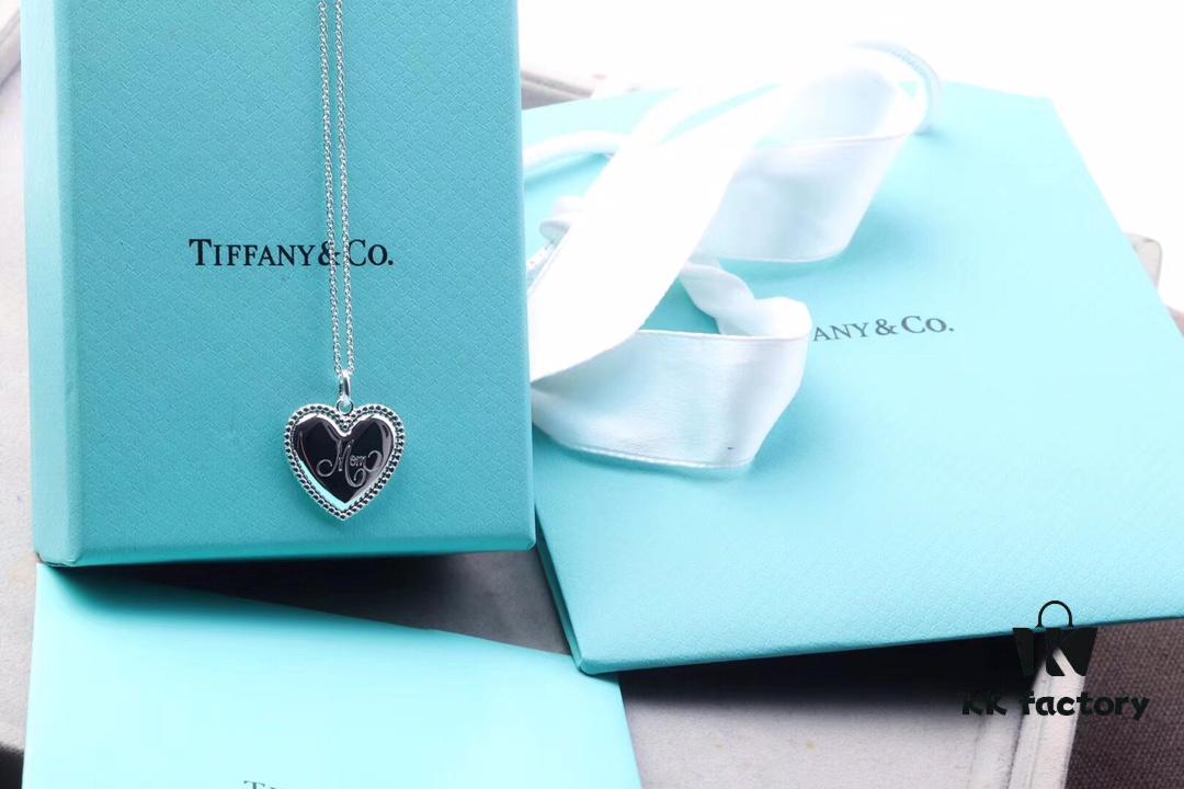 Tiffany Solid Large Heart Necklace - Authentic Counter Product, Proxy Purchase Version, Tiffany T Two Series Love Heart Necklace, Premium German Imported 925 Sterling Silver with Thick Gold Plating, Fine Craftsmanship, High-End Custom Heart Pendant Diameter 2.0 cm, Chain Length 50 cm, Tagged AG925